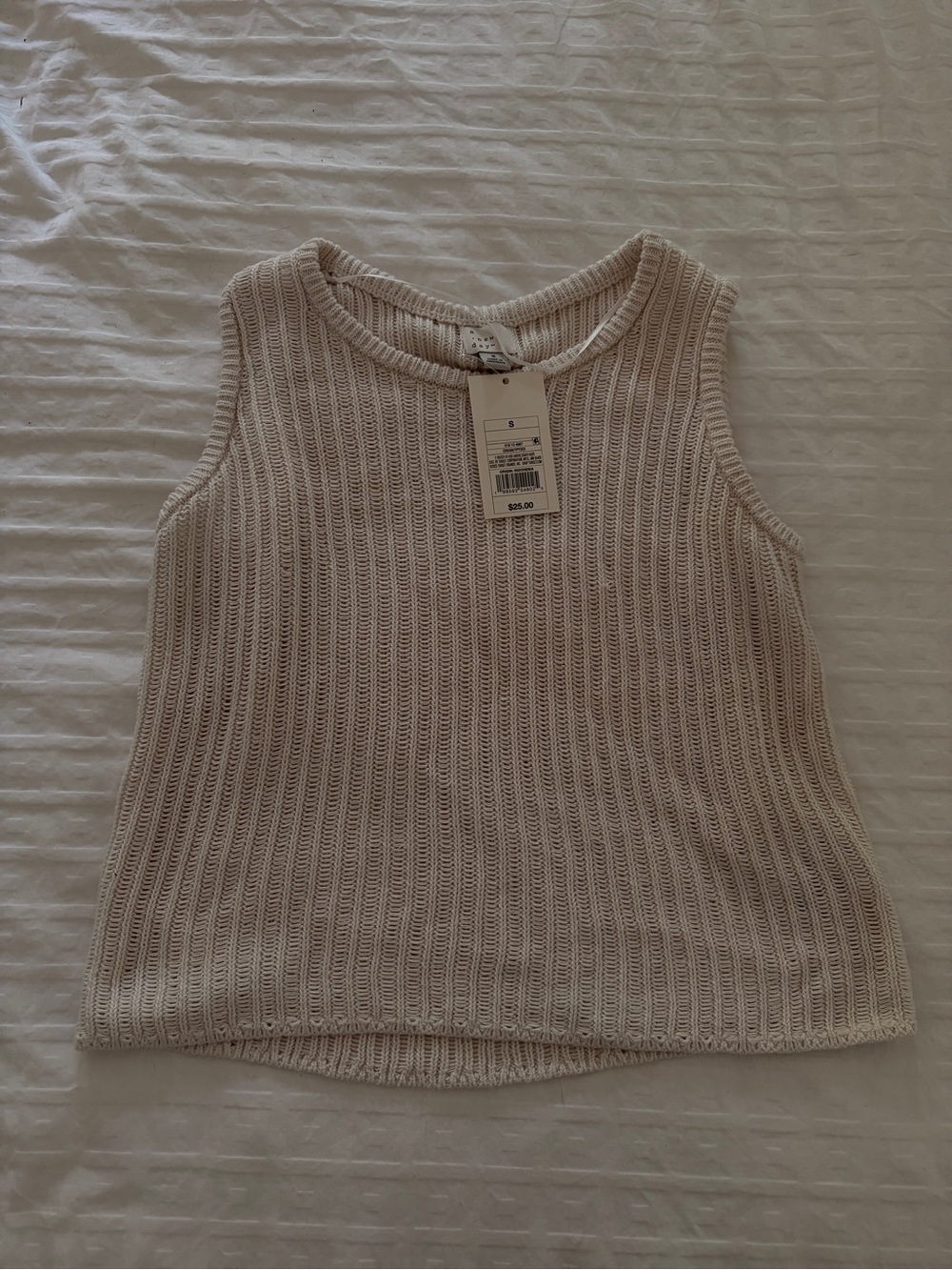 NWT a new day Cream Knit Sleeveless Crew Tank